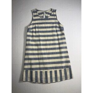 Monteau Blue & Linen Stripe Sleeveless Shift Sundress Women’s M Cotton